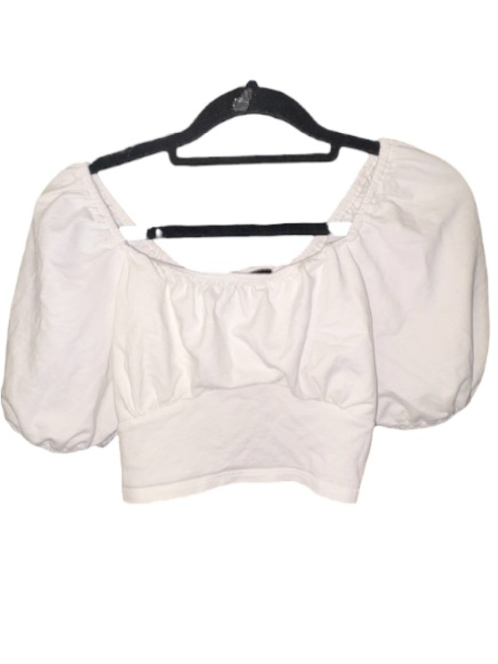 White Lace-Up Puff Sleeve Crop Top